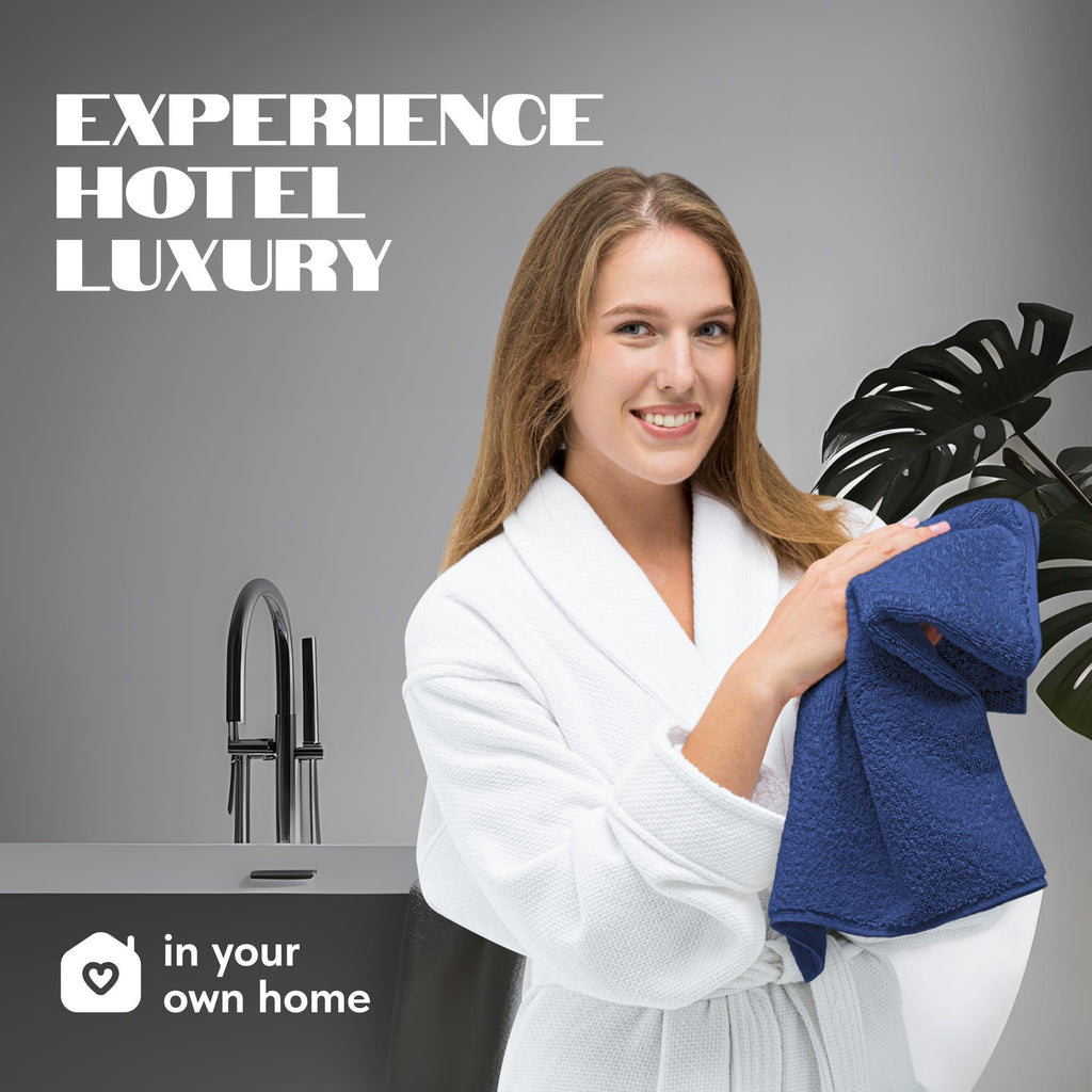 Navy Hand Towels for Bathroom [6 Pack] Cotton Hand Towel Bulk for Gym Kitchen and Spa 16x27 Inches Soft Highly Absorbent Quick Dry Terry Salon Towels