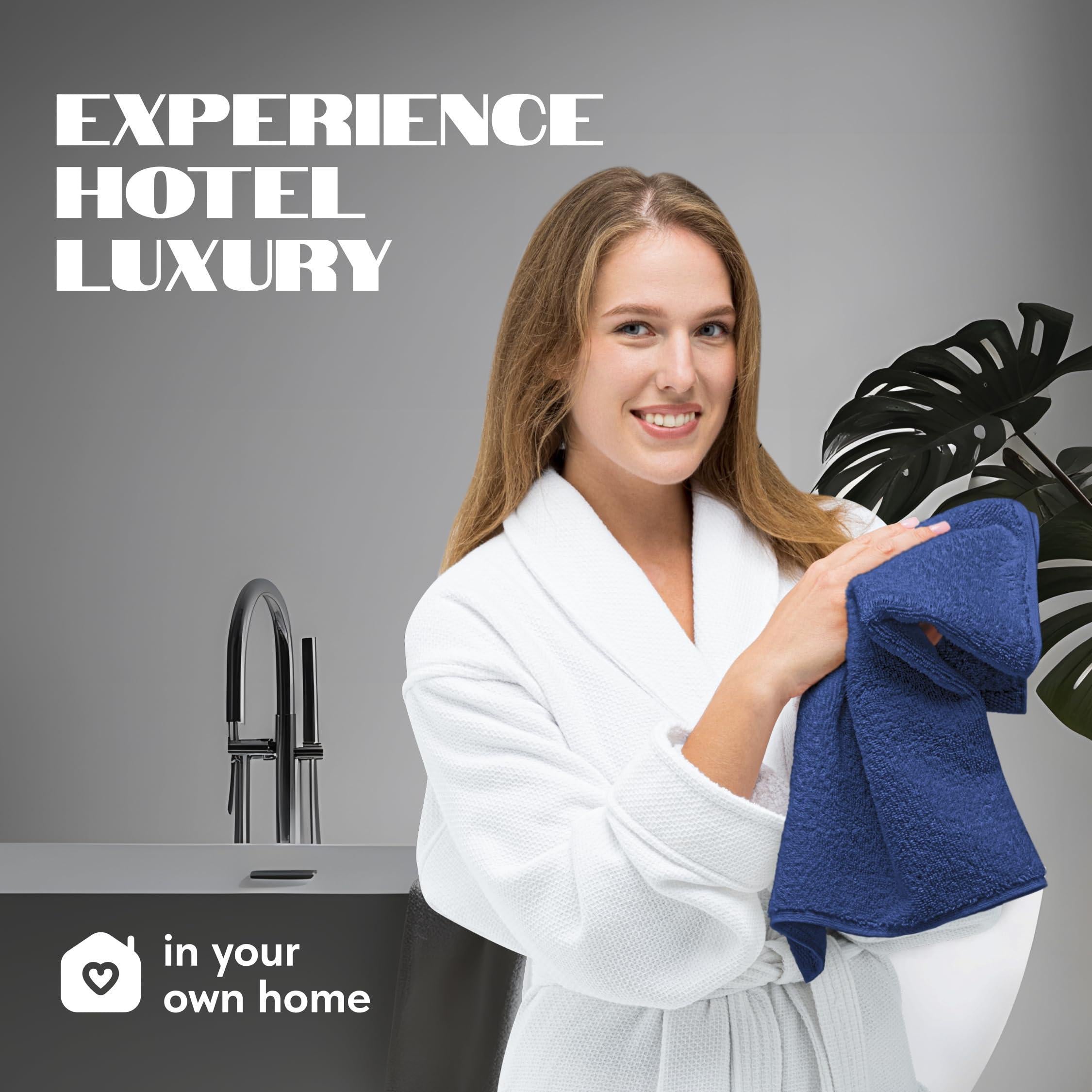 Navy Hand Towels for Bathroom [6 Pack] Cotton Hand Towel Bulk for Gym Kitchen and Spa 16x27 Inches Soft Highly Absorbent Quick Dry Terry Salon Towels