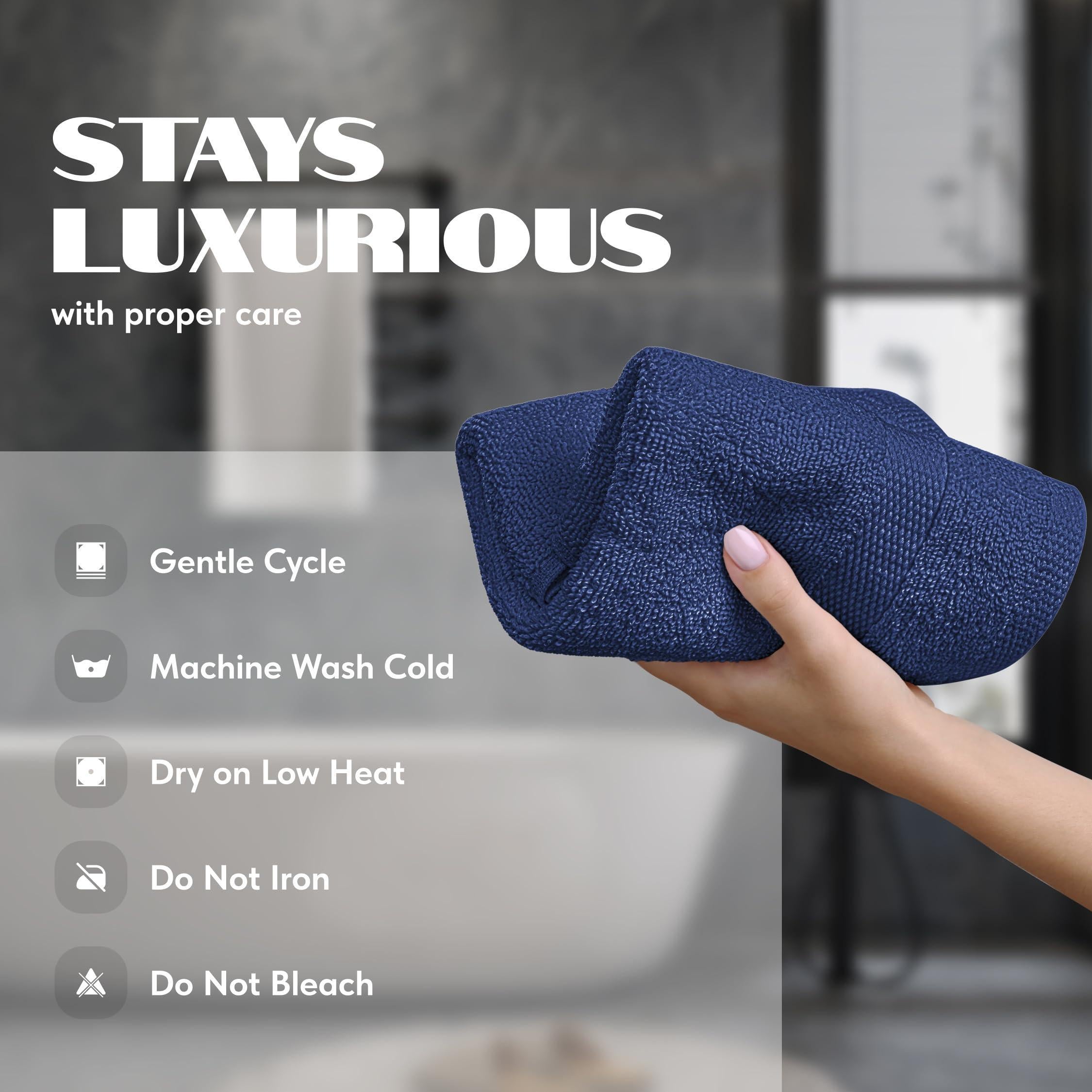 Navy Hand Towels for Bathroom [6 Pack] Cotton Hand Towel Bulk for Gym Kitchen and Spa 16x27 Inches Soft Highly Absorbent Quick Dry Terry Salon Towels