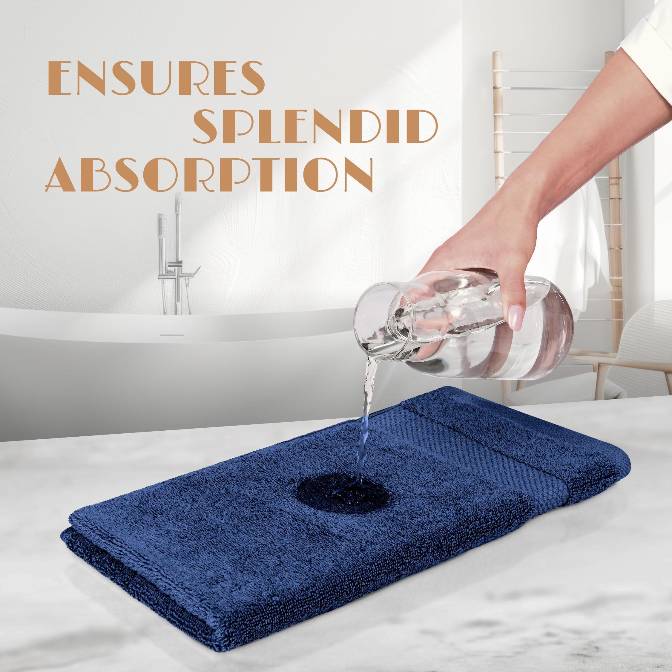 Navy Hand Towels for Bathroom [6 Pack] Cotton Hand Towel Bulk for Gym Kitchen and Spa 16x27 Inches Soft Highly Absorbent Quick Dry Terry Salon Towels