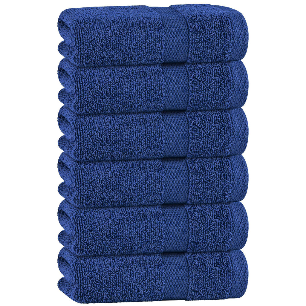 Navy Hand Towels for Bathroom [6 Pack] Cotton Hand Towel Bulk for Gym Kitchen and Spa 16x27 Inches Soft Highly Absorbent Quick Dry Terry Salon Towels