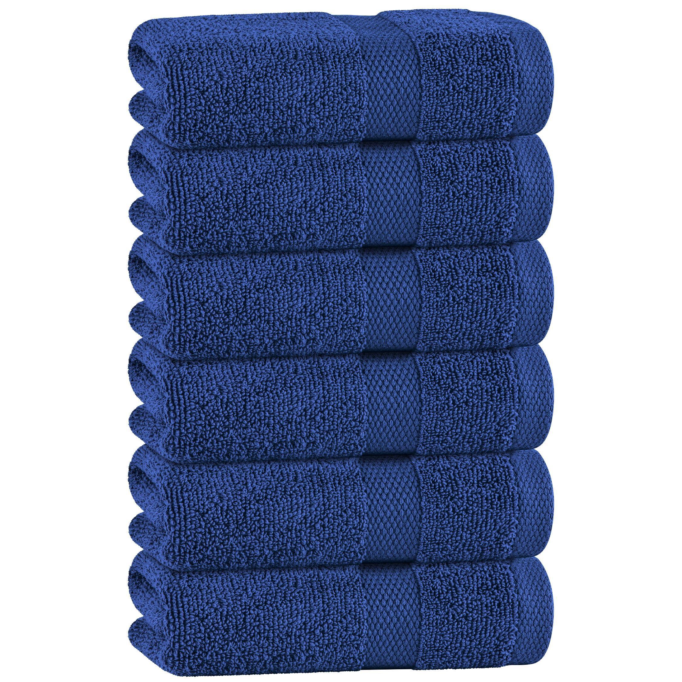 Navy Hand Towels for Bathroom [6 Pack] Cotton Hand Towel Bulk for Gym Kitchen and Spa 16x27 Inches Soft Highly Absorbent Quick Dry Terry Salon Towels